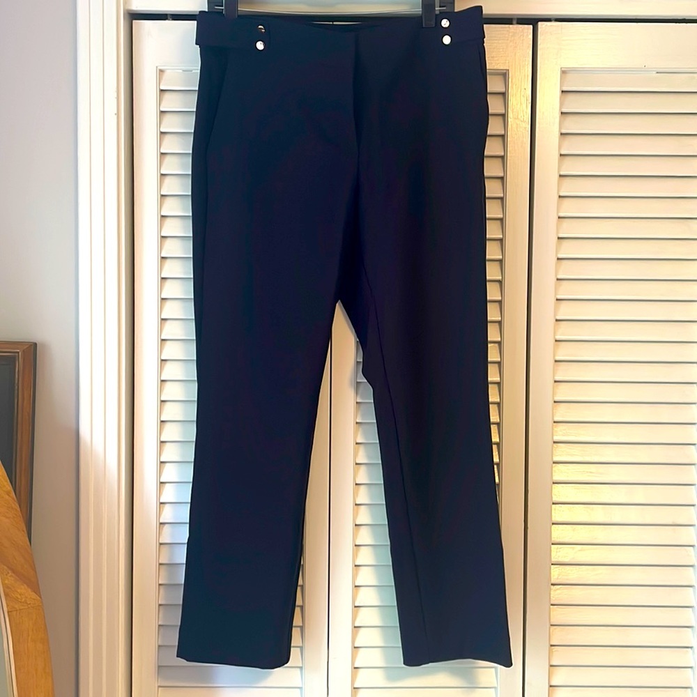 LOFT navy blue & gold button trousers